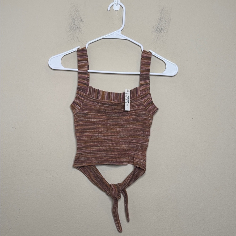 Madewell Space Dyed Tie Back Crop Sweater Tank - Picture 2 of 13